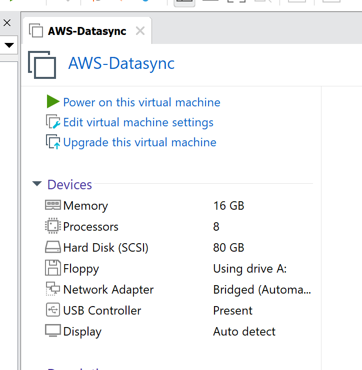 aws datasync agent deployment into VMware