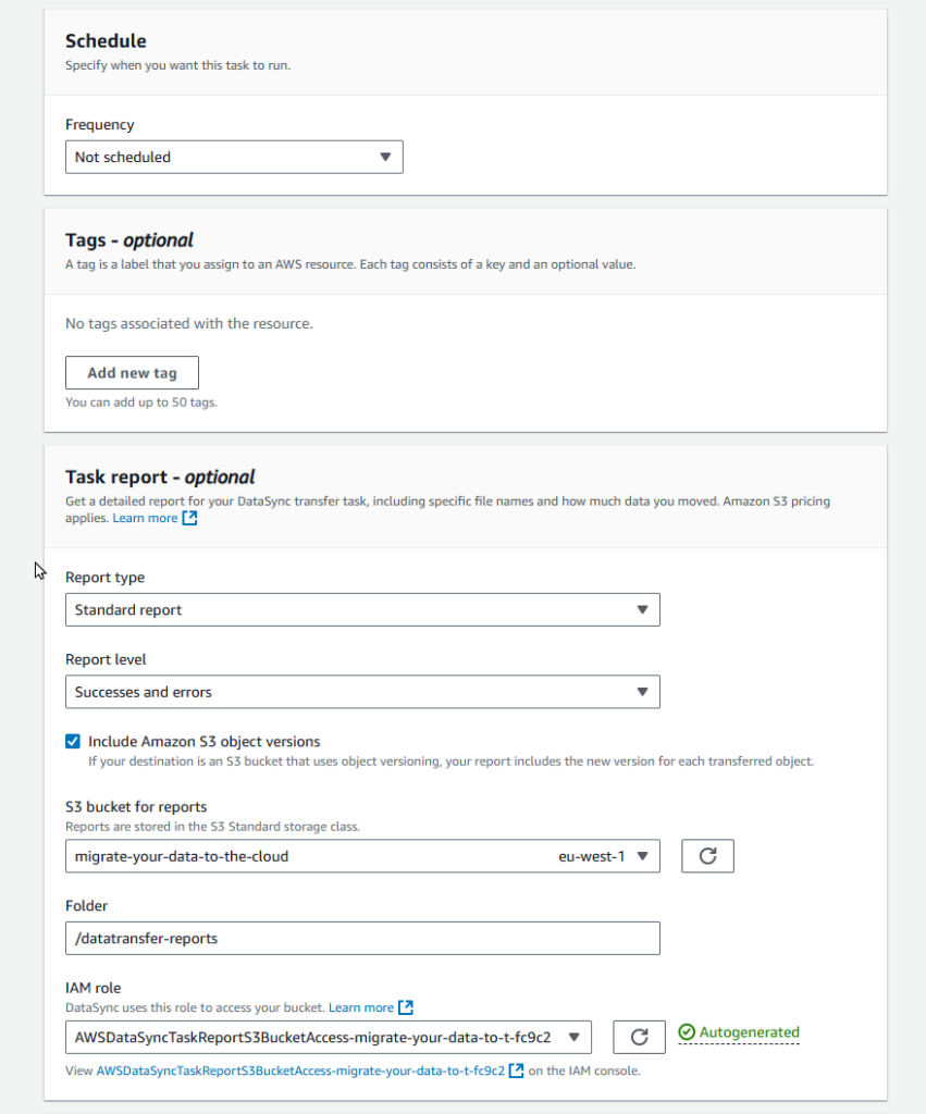 aws datasync task configuration creation screenshot-2